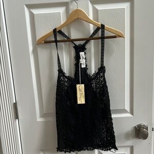 Vintage Havana Black Lace/fringe  Tank Top